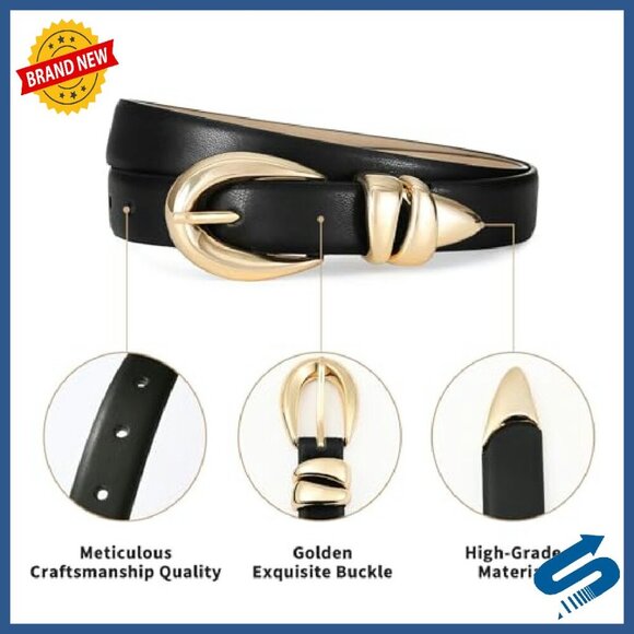 Women\'s Leather Belt with Gold Buckle for Jeans & Dresses main image 6
